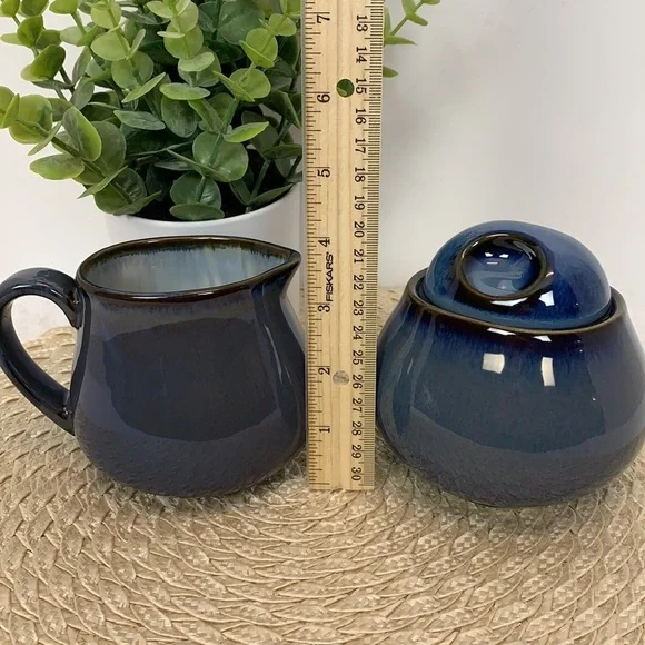 VTG Sango dusty blue creamer and sugar bowl set - Picture 8 of 14